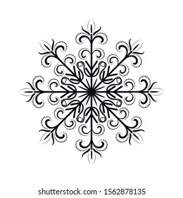 
New Year's openwork snowflakes. On a white background, contour, decorative snowflakes. Decor element. Vector illustration.