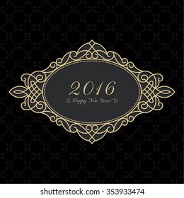 New Year's ornate frame with place for text. Stylish invitation card. Elegant greeting card. Vector element of graphic design