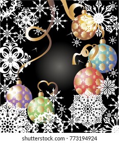 New Year's pattern with bright Christmas decorations. Vector illustration.