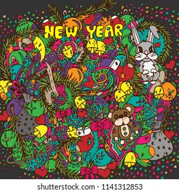 New Year's pattern. Christmas cards