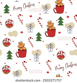 Patrón de Años Nuevos. Navidades Ilustración sin fisuras, en blanco para el diseñador, logotipo, icono, textil