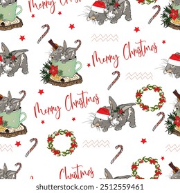 New Years pattern. Christmas seamless illustration, blank for designer, logo, icon, textile