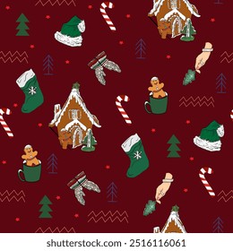 Neujahrsmuster. Weihnachten nahtlose Illustration, leer für Designer, Logo, Symbol, Textil