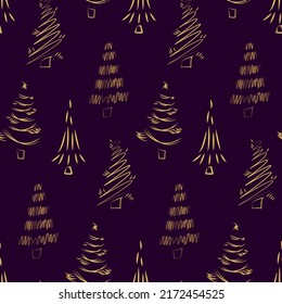 Neujahrsmuster mit Weihnachtsbäumen. Nahtlose Textur.