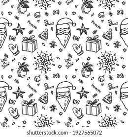 new year's pattern in doodle style