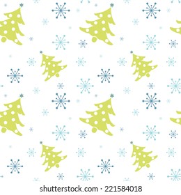 NEW YEAR'S PATTERN with fir tree and snowflakes