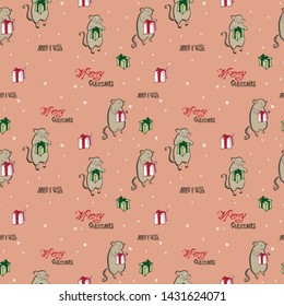 New Year's pattern with mice for packaging.