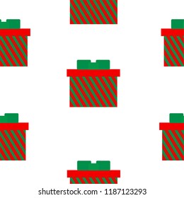 New Year's pattern of red gifts with green line.