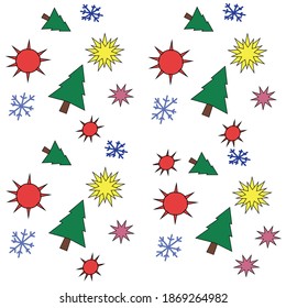 Patrón de Año Nuevo. Conjunto de elementos de Navidad sobre un fondo blanco