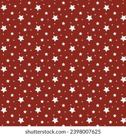New Year's pattern. Stars big and small on a red festive background. Vector image. For decoration, packaging, textiles, cards, clothing.