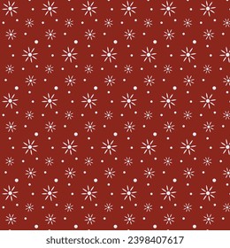 New Year's pattern. Stars big and small on a red festive background. Vector image. For decoration, packaging, textiles, cards, clothing.