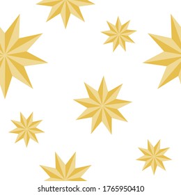 New year's pattern of stars. Gold stars for Christmas. Packaging paper, background image.