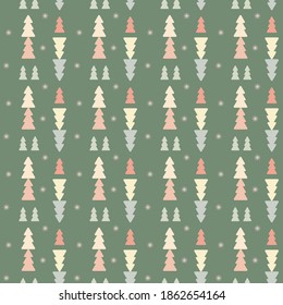 New Year's pattern. Vector flat illustration in a minimalistic style of a Christmas tree. Boho colors and style.