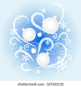New Year's pattern with white spheres. Vector illustration.