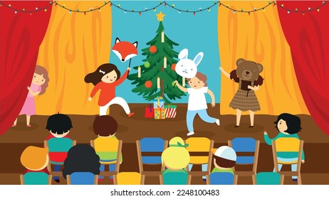 New Year's performance at school - illustration