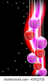 new years postcard with balls