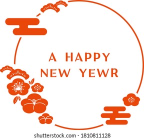 New Year's postcard design material  White and Red color
