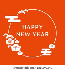 New Year's postcard design material  White and Red color
