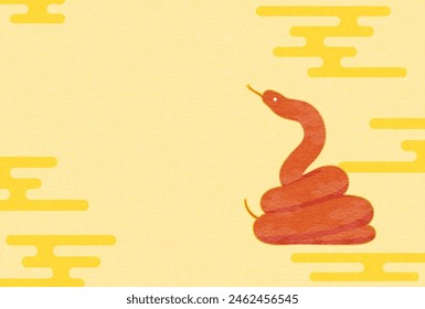 New Year's postcard material for the year of the snake, 2025 - Translation: Happy New Year, Thank you again this year. Reiwa 7.