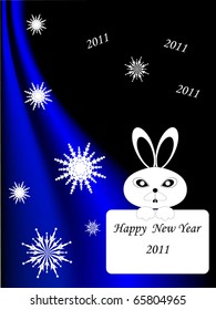 new years postcard with rabbit