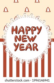 New Year's poster with an inscription in English. Design of a New Year's card. Cartoon, doodle.
