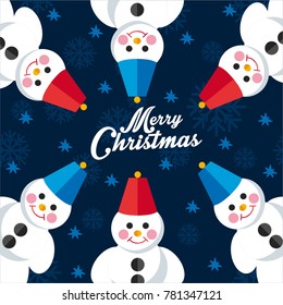 New year's poster with the inscription "merry Christmas" and snowman
