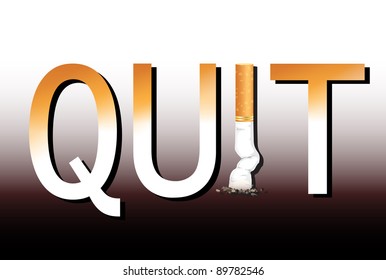 New Year's resolution Quit Smoking concept with the i in quit being replaced by a stubbed out cigarette. EPS10 vector format.