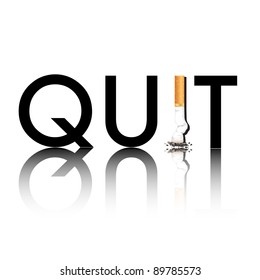 New Year's resolution Quit Smoking concept with the i in quit being replaced by a stubbed out cigarette. EPS10 vector format.