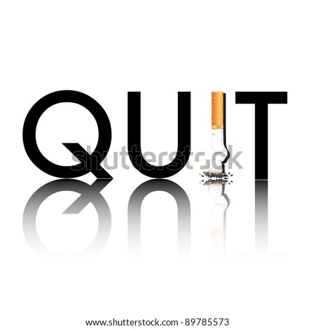 New Year's resolution Quit Smoking concept with the i in quit being replaced by a stubbed out cigarette. EPS10 vector format.