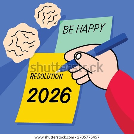 New Year's resolution should be to be happy editorial illustration