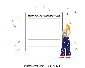 new year's resolutions flat concept illustration on white background