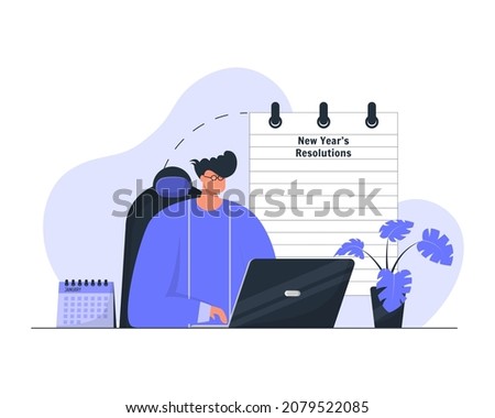 New Year's Resolutions Flat Concept Illustration