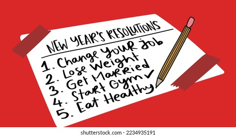 New Years resolutions. Goals and aspirations list concept.