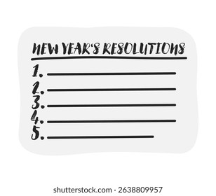 New Year's resolutions. Goals and aspirations list concept on a white background