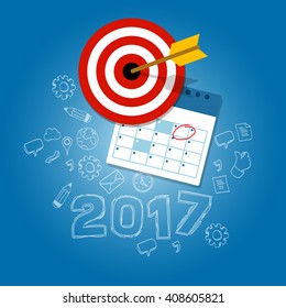 new year's resolutions illustration vector flat target calendar 2017 