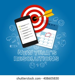 new year's resolutions illustration vector flat target calendar 2017 