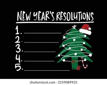 New Years resolutions list concept. Vector illustration design.