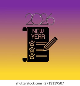Neujahrsvorsätze auf Notebook. Design-Konzept für Vektorgrafiken.