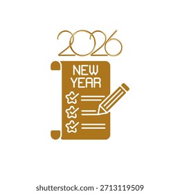 Neujahrsvorsätze auf Notebook. Design-Konzept für Vektorgrafiken.
