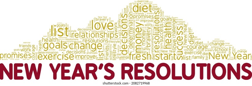 New Year's Resolutions vector illustration word cloud isolated on white background.