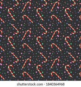 New year's seamless pattern with candy. Wallpaper, print, modern textile design, wrapping paper