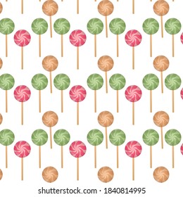 New year's seamless pattern with candy. Wallpaper, print, modern textile design, wrapping paper