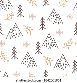 New year's seamless pattern. Merry Christmas background. Christmas background. Geometric trees on a white background. Winter forest background. Seamless pattern for winter and christmas theme. Vector 