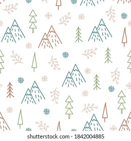 New year's seamless pattern. Merry Christmas background. Christmas background. Geometric trees on a white background. Winter forest background. Seamless pattern for winter and christmas theme. 