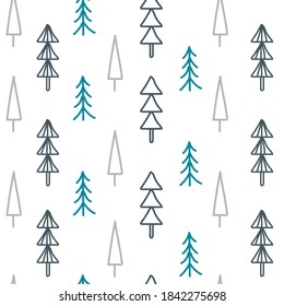 New year's seamless pattern. Merry Christmas background. Christmas background. Geometric trees on a white background. Winter forest background. Seamless pattern for winter and christmas theme.