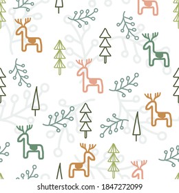 New year's seamless pattern. Merry Christmas background. Christmas background. Geometric trees on a white background. Winter forest background. Seamless pattern for winter and christmas theme. 