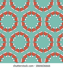 new year's seamless pattern of new year's red caps