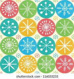 New year's seamless pattern. Snowflakes in bright balloons. Seamless pattern can be used for wallpaper, pattern fills, web page background, surface textures.