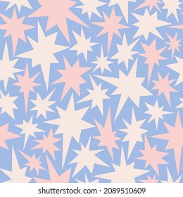 New Year's seamless pattern with Stars. Holiday background. Hand Drawn Doodles illustration. Abstract pattern from the stars, curve, seamless vector background.