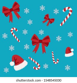 New Year's set of snowflakes and decorations
